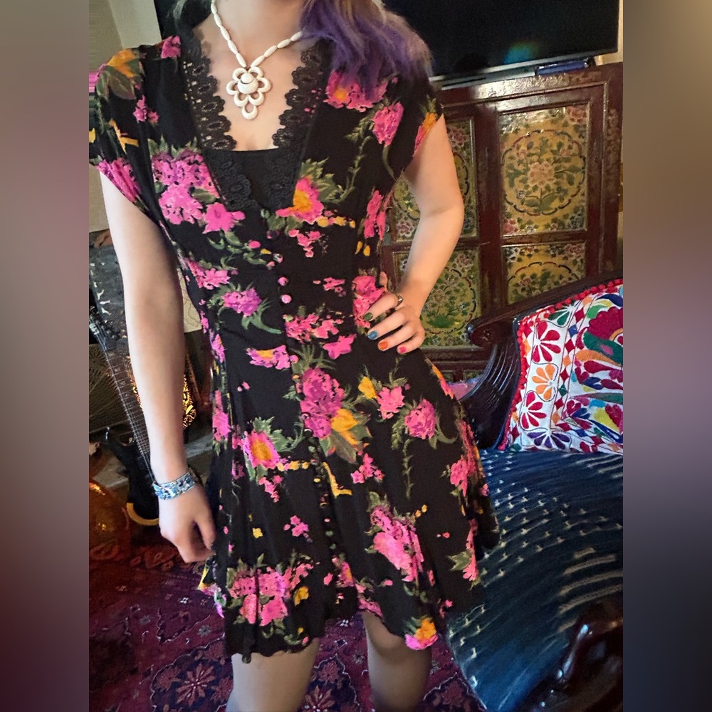 Free People Alora Floral Boho Mini Dress/8